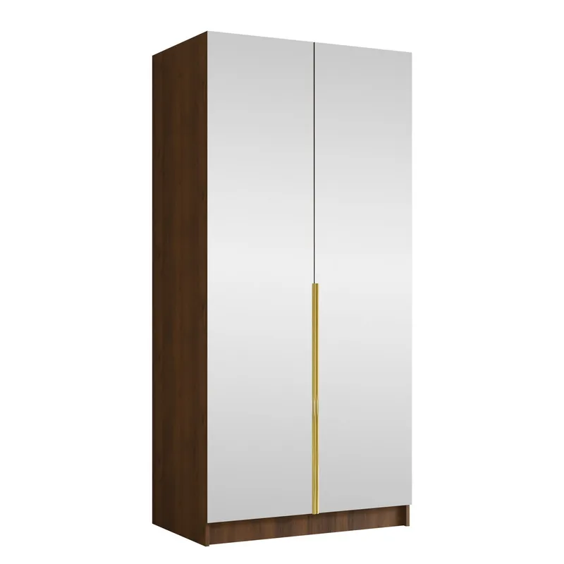 Herrljunga Garderob med Spegel 100x215 cm - Guld/Spegel — Guld/Spegel