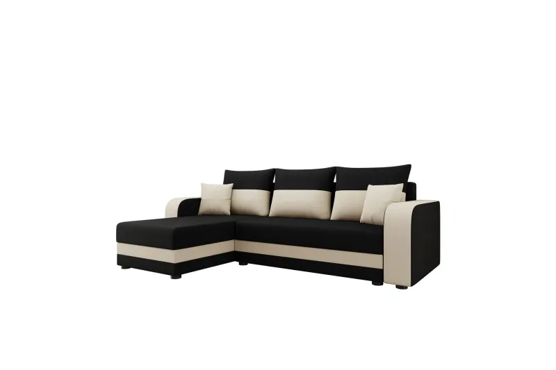 Hewlet Soffa med Divan 3-sits - Svart/Beige — Svart/Beige