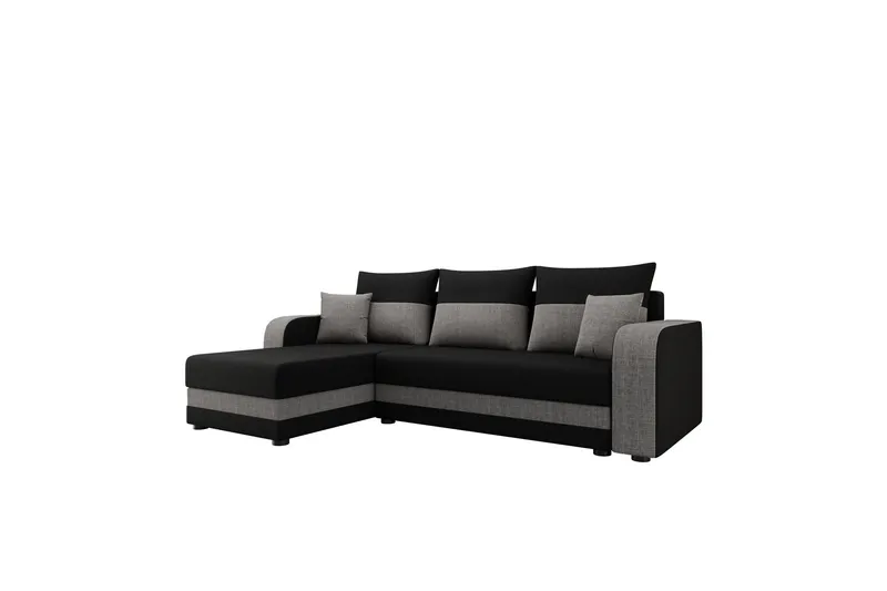 Hewlet Soffa med Divan 3-sits - Svart/Grå — Svart/Grå