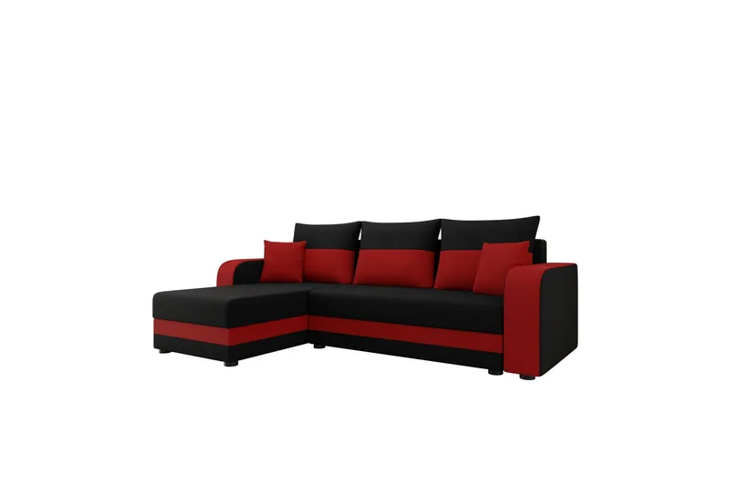 Hewlet Soffa med Divan 3-sits - Svart/Röd — Svart/Röd