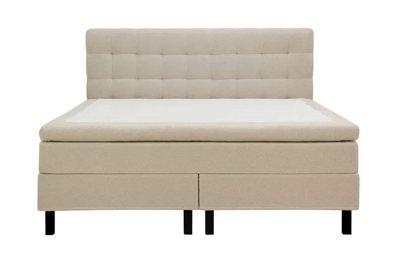 Hilton Komplett Sängpaket 160x200 cm Kontinentalsäng med rutad sänggavel - Beige / Teddy — Bedly