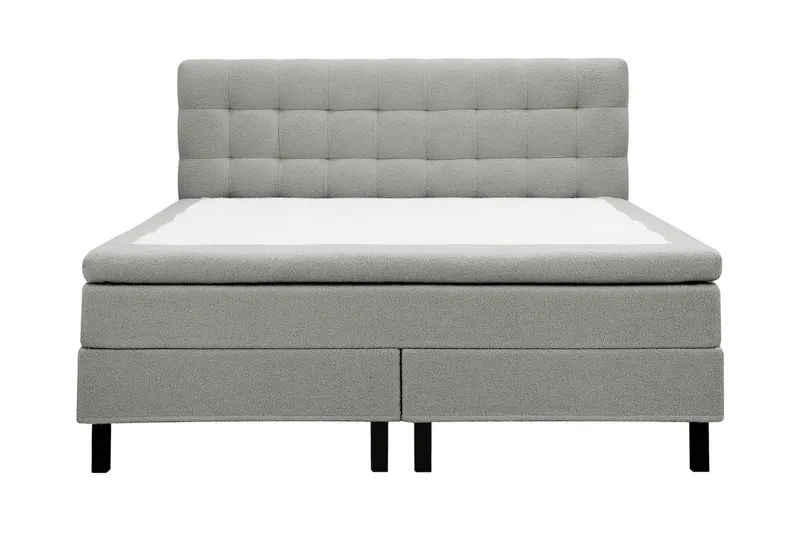 Hilton Komplett Sängpaket 180x200 cm Kontinentalsäng med rutad sänggavel - Grå (Art.nr 3086701) — Bedly