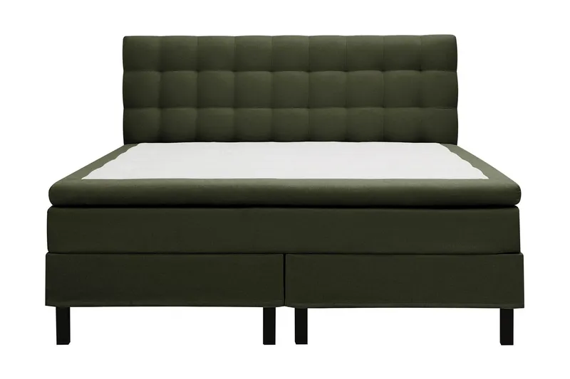 Hilton Komplett Sängpaket 180x200 cm Kontinentalsäng med rutad sänggavel - Grön — Bedly
