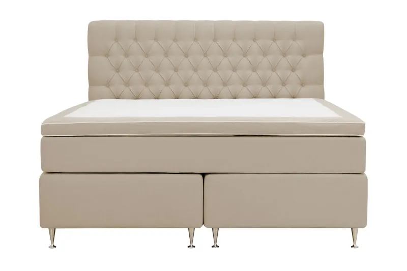 Hilton Lyx Komplett Sängpaket 180x200 cm Kontinentalsäng med knappad sänggavel - Beige — Berg & Strand