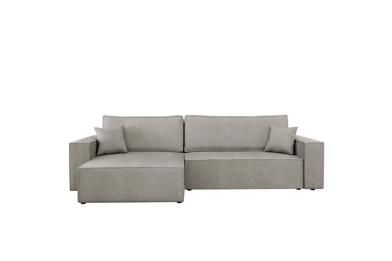 Hobson Bäddsoffa med Divan 3-sits i Plysch - Grå (Art.nr 3079461) — Grå