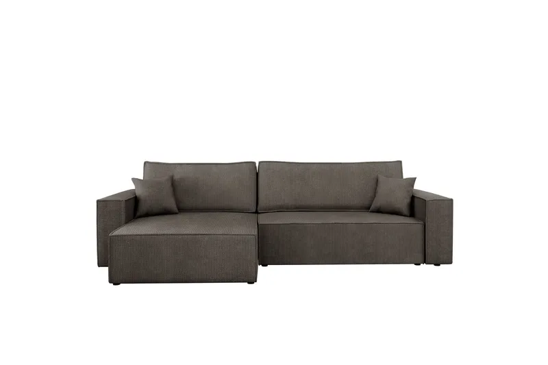 Hobson Bäddsoffa med Divan 3-sits i Plysch - Grå (Art.nr 3079465) — Grå