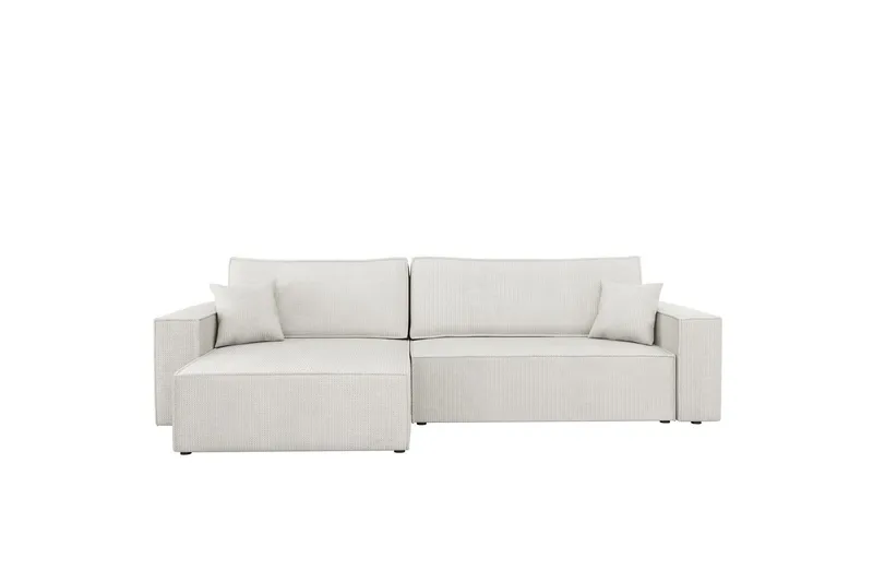 Hobson Bäddsoffa med Divan 3-sits i Plysch - Vit (Art.nr 3079464) — Vit