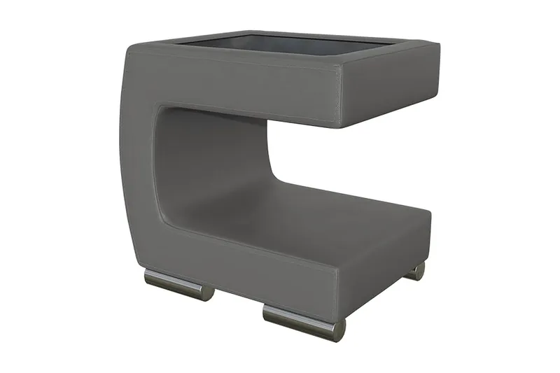 Honstad Sängbord 32 cm Vänster - Konstläder/Glas/Mörkgrå/Svart — Konstläder/Glas/Mörkgrå/Svart