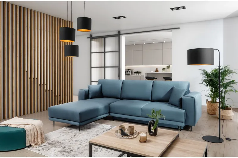 Hopland 3-sits Bäddsoffa m. Divan med Förvaring - Blå (Art.nr 1767215) — Blå