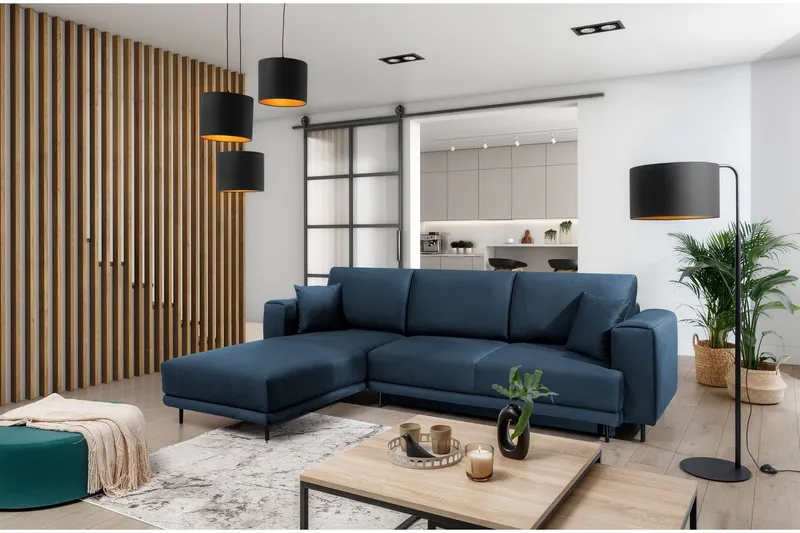 Hopland 3-sits Bäddsoffa m. Divan med Förvaring - Blå (Art.nr 1767172) — Blå