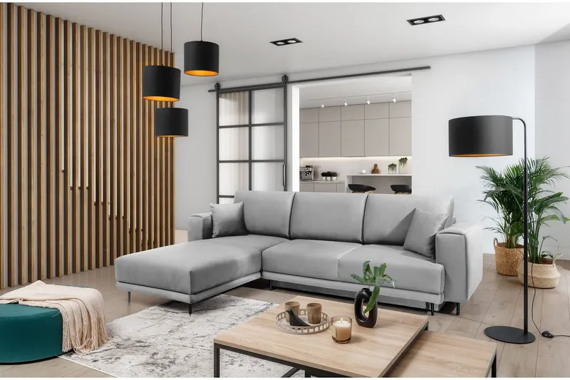 Hopland 3-sits Bäddsoffa m. Divan med Förvaring - Grå (Art.nr 1767178) — Grå
