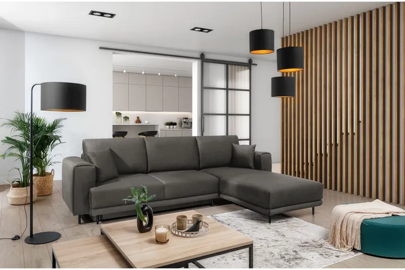 Hopland 3-sits Bäddsoffa m. Divan med Förvaring - Grå (Art.nr 1767179) — Grå