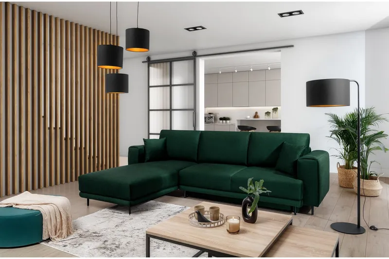 Hopland 3-sits Bäddsoffa m. Divan med Förvaring - Grön (Art.nr 1767166) — Grön