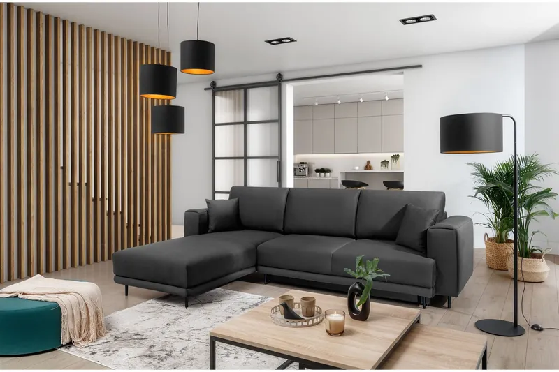Hopland 3-sits Bäddsoffa m. Divan med Förvaring - Mörkgrå (Art.nr 1767168) — Mörkgrå