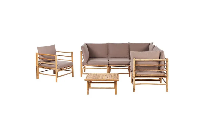 Hörnsoffa Cerreto Beige/ljust trä, 6-Sits - Beige/ljust trä, 6-Sits — Beige/ljust trä, 6-Sits