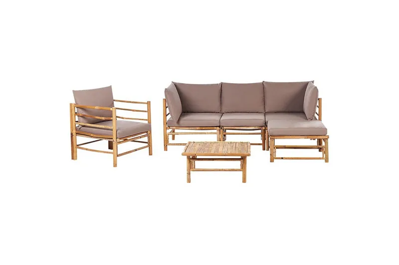 Hörnsoffa Cerreto med fåtölj Beige/ljust trä - Beige/ljust trä — Beige/ljust trä