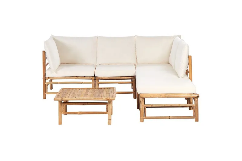Hörnsoffa Cerreto Vit/ljust trä, 5-Sits - Vit/ljust trä, 5-Sits — Vit/ljust trä, 5-Sits