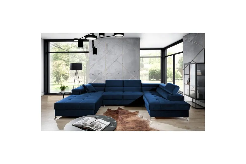 Hörnsoffa Eltap Eduardo 337x205x88 cm - Kronos 09, Mörkblå, Höger — Kronos 09, Mörkblå, Höger