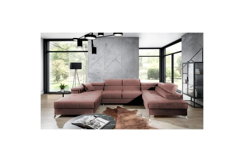 Hörnsoffa Eltap Eduardo 337x205x88 cm - Kronos 29, Rosa, Höger — Kronos 29, Rosa, Höger