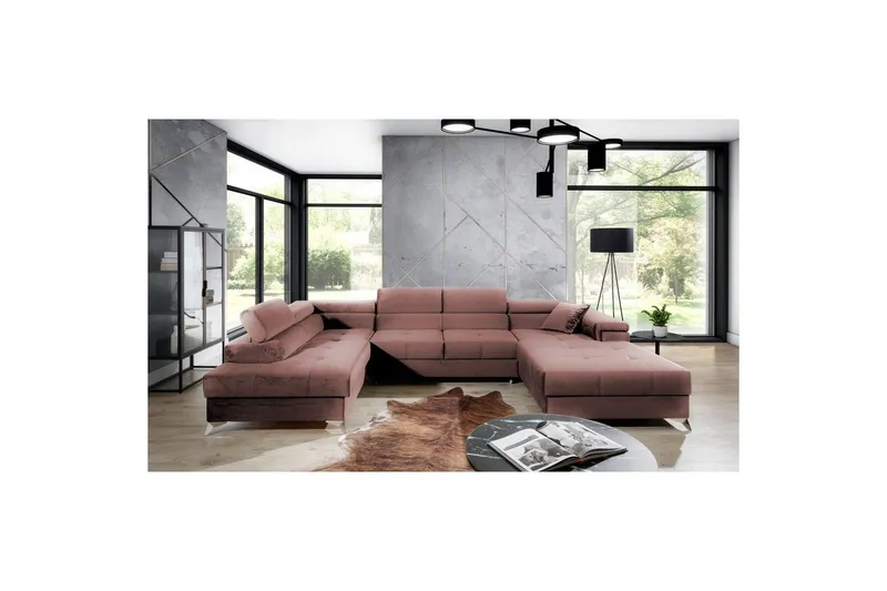 Hörnsoffa Eltap Eduardo 337x205x88 cm - Kronos 29, Rosa, Vänster — Kronos 29, Rosa, Vänster