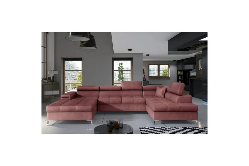 Hörnsoffa Eltap Eduardo 337x205x88 cm - Monolith 63, Rosa, Höger — Monolith 63, Rosa, Höger