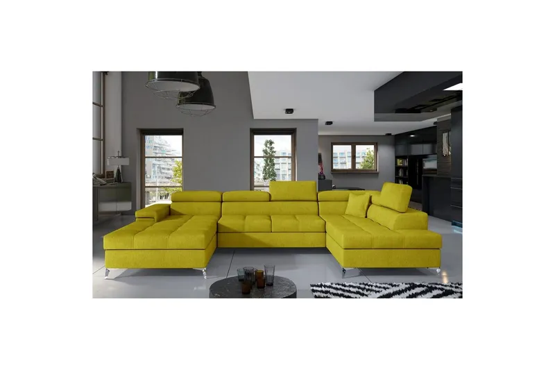 Hörnsoffa Eltap Eduardo 337x205x88 cm - Omega 68, Gul, Höger — Omega 68, Gul, Höger