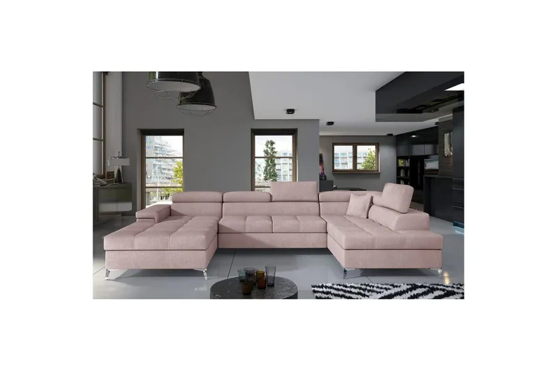 Hörnsoffa Eltap Eduardo 337x205x88 cm - Omega 91, Rosa, Höger — Omega 91, Rosa, Höger