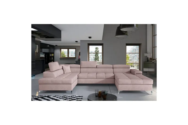 Hörnsoffa Eltap Eduardo 337x205x88 cm - Omega 91, Rosa, Vänster — Omega 91, Rosa, Vänster
