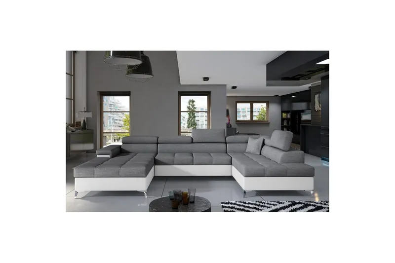 Hörnsoffa Eltap Eduardo 337x205x88 cm - Sawana 05, Soft 17, Grå, Vit, Höger — Sawana 05, Soft 17, Grå, Vit, Höger