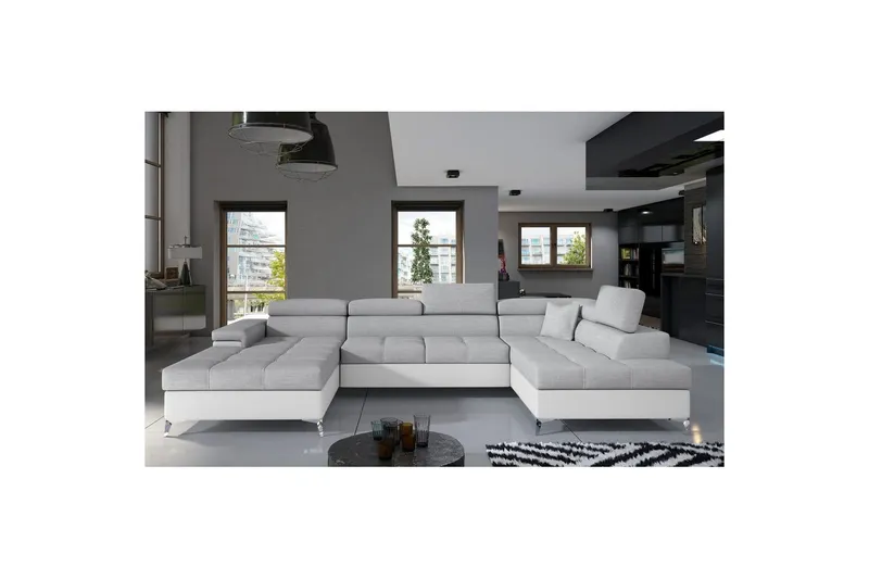 Hörnsoffa Eltap Eduardo 337x205x88 cm - Sawana 21, Soft 17, Grå, Vit, Höger — Sawana 21, Soft 17, Grå, Vit, Höger