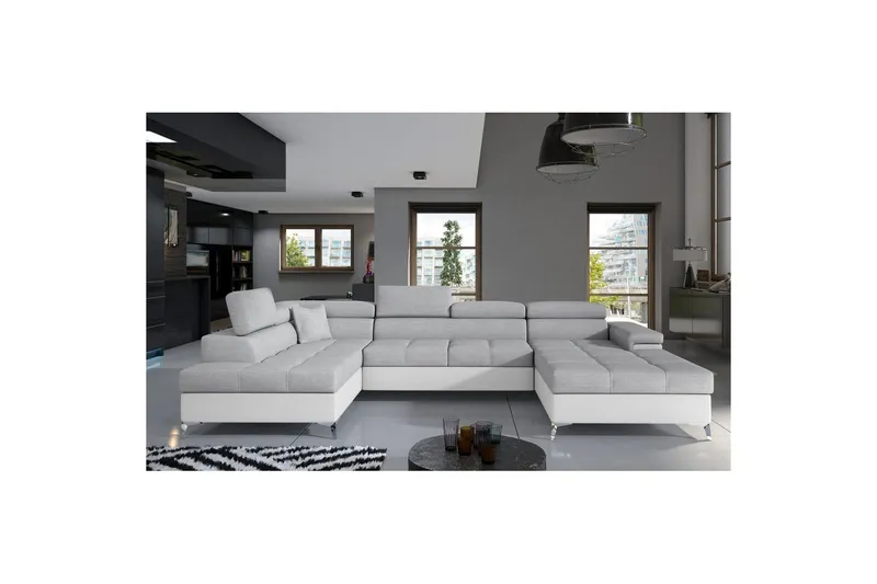 Hörnsoffa Eltap Eduardo 337x205x88 cm - Sawana 21, Soft 17, Grå, Vit, Vänster — Sawana 21, Soft 17, Grå, Vit, Vänster