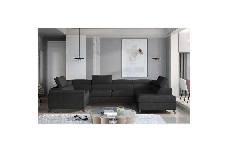 Hörnsoffa Eltap Escada 336x200x92 cm - Dora 96, Svart, Höger — Dora 96, Svart, Höger