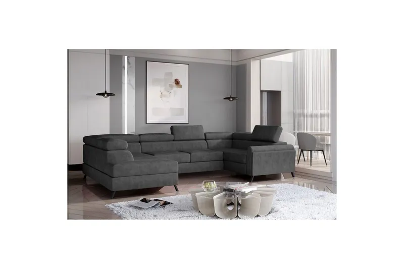 Hörnsoffa Eltap Escada 336x200x92 cm - Dora 96, Svart, Vänster — Dora 96, Svart, Vänster