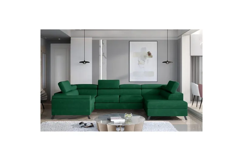 Hörnsoffa Eltap Escada 336x200x92 cm - Kronos 19, Mörkgrön, Höger — Kronos 19, Mörkgrön, Höger