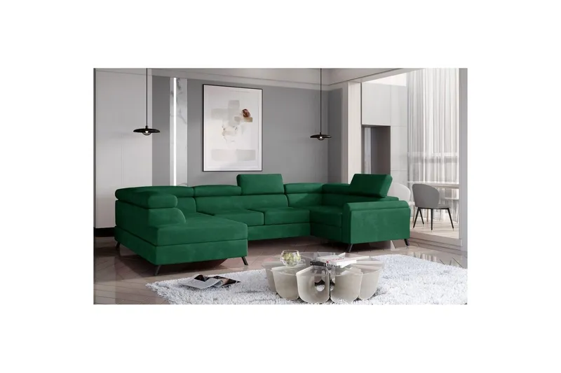 Hörnsoffa Eltap Escada 336x200x92 cm - Kronos 19, Mörkgrön, Vänster — Kronos 19, Mörkgrön, Vänster
