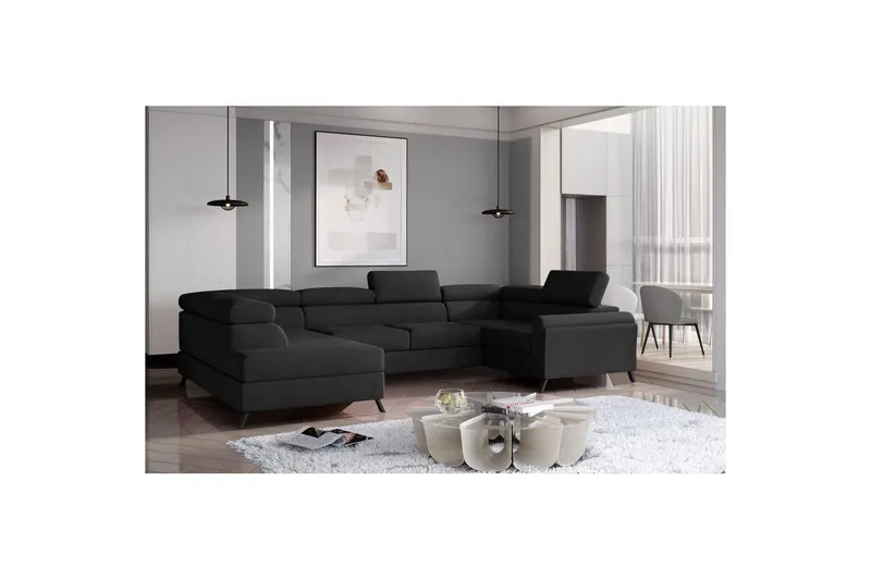 Hörnsoffa Eltap Escada 336x200x92 cm - Mat Sammet 99, Blå, Vänster — Mat Sammet 99, Blå, Vänster