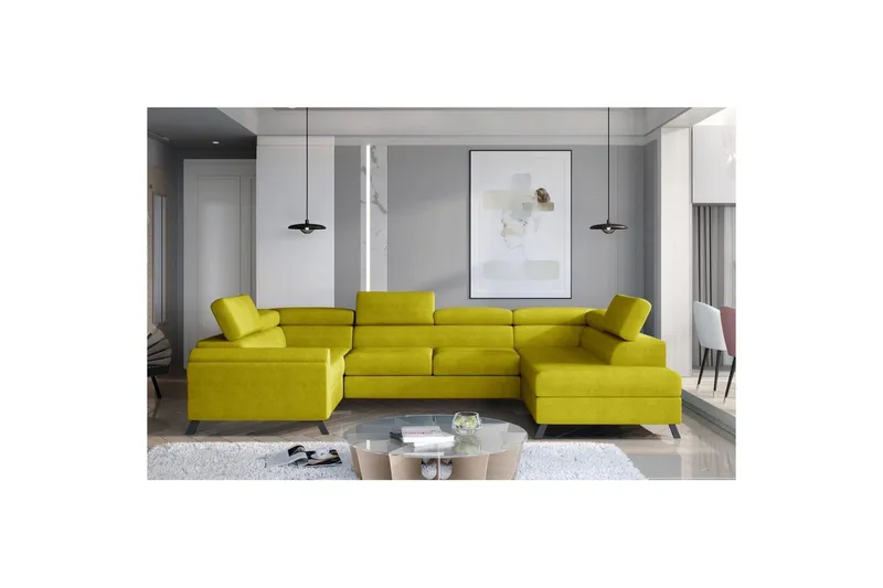 Hörnsoffa Eltap Escada 336x200x92 cm - Omega 68, Gul, Höger — Omega 68, Gul, Höger