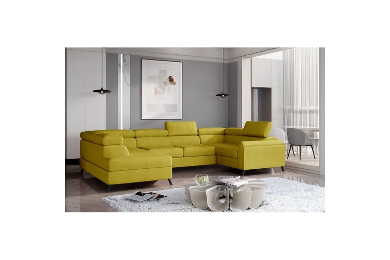 Hörnsoffa Eltap Escada 336x200x92 cm - Omega 68, Gul, Vänster — Omega 68, Gul, Vänster