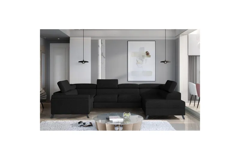Hörnsoffa Eltap Escada 336x200x92 cm - Sawana 14, Svart, Höger — Sawana 14, Svart, Höger