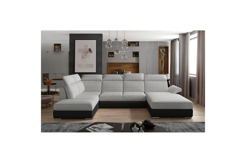Hörnsoffa Eltap Evanell 336x211x102 cm - Berlin 01, Mjuk 11, Grå, Svart, Höger — Berlin 01, Mjuk 11, Grå, Svart, Höger