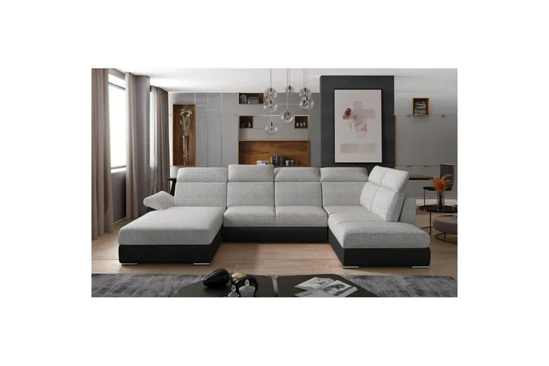 Hörnsoffa Eltap Evanell 336x211x102 cm - Berlin 01, Mjuk 11, Grå, Svart, Vänster — Berlin 01, Mjuk 11, Grå, Svart, Vänster