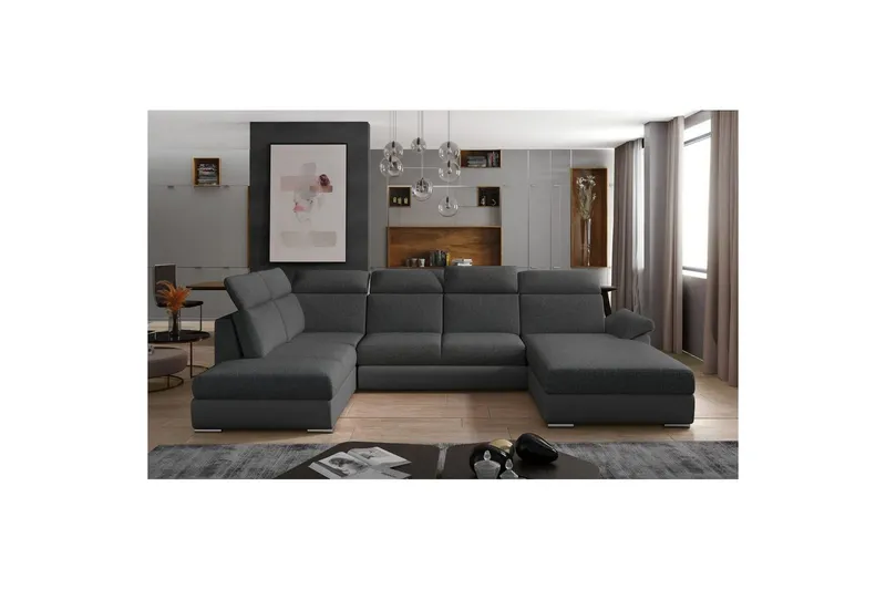 Hörnsoffa Eltap Evanell 336x211x102 cm - Inari 96, Soft 29, Mörkgrå, Grå, Höger — Inari 96, Soft 29, Mörkgrå, Grå, Höger