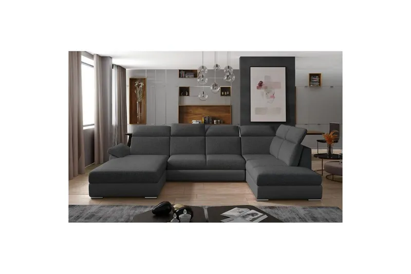 Hörnsoffa Eltap Evanell 336x211x102 cm - Inari 96, Soft 29, Mörkgrå, Grå, Vänster — Inari 96, Soft 29, Mörkgrå, Grå, Vänster