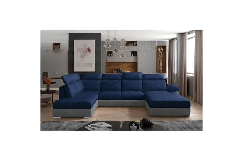 Hörnsoffa Eltap Evanell 336x211x102 cm - Kronos 09, Paros 05, Mörkblå, Ljusgrå, Höger — Kronos 09, Paros 05, Mörkblå, Ljusgrå, Höger