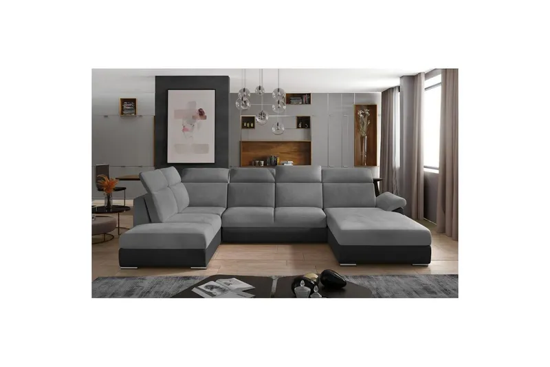Hörnsoffa Eltap Evanell 336x211x102 cm - Monolith 84, Monolith 97, Ljusgrå, Mörkgrå, Höger — Monolith 84, Monolith 97, Ljusgrå, Mörkgrå, Höger