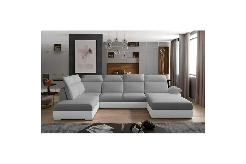 Hörnsoffa Eltap Evanell 336x211x102 cm - Sawana 21, Soft 17, Grå, Vit, Höger — Sawana 21, Soft 17, Grå, Vit, Höger