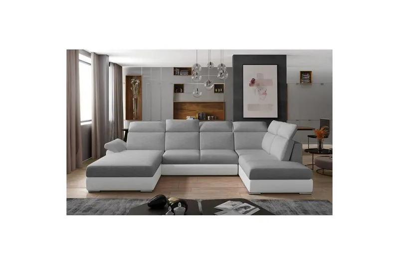 Hörnsoffa Eltap Evanell 336x211x102 cm - Sawana 21, Soft 17, Grå, Vit, Vänster — Sawana 21, Soft 17, Grå, Vit, Vänster