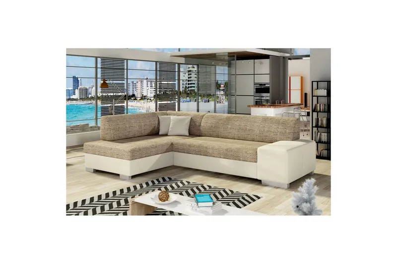 Hörnsoffa Eltap Fabio 268x167x73 cm - Berlin 03, Mjuk 33, Beige, Vänster — Berlin 03, Mjuk 33, Beige, Vänster