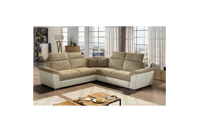 Hörnsoffa Eltap Federico 266x102x266 cm - Berlin 03, Mjuk 33, Beige, Universell — Berlin 03, Mjuk 33, Beige, Universell
