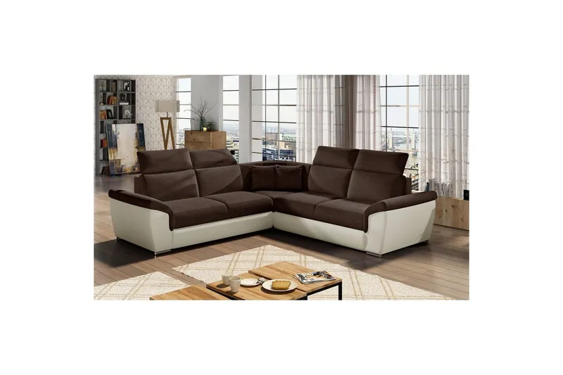 Hörnsoffa Eltap Federico 266x102x266 cm - Sawana 26, Soft 33, Brun, Universell — Sawana 26, Soft 33, Brun, Universell